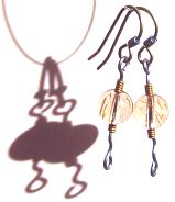 Rutilated Quartz and titanium earrings